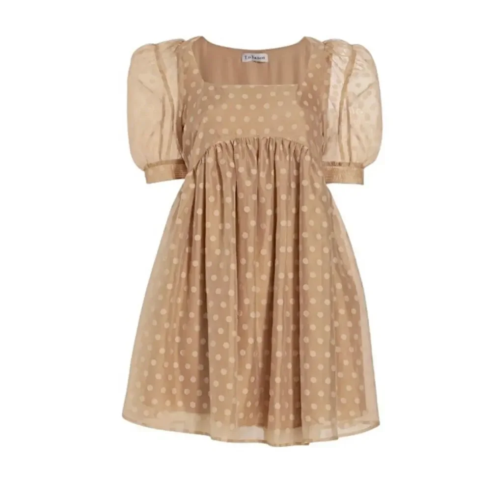 En Saison tan polka dot babydoll Minidress Desiree Organza  New wedding neutral - Picture 2 of 13